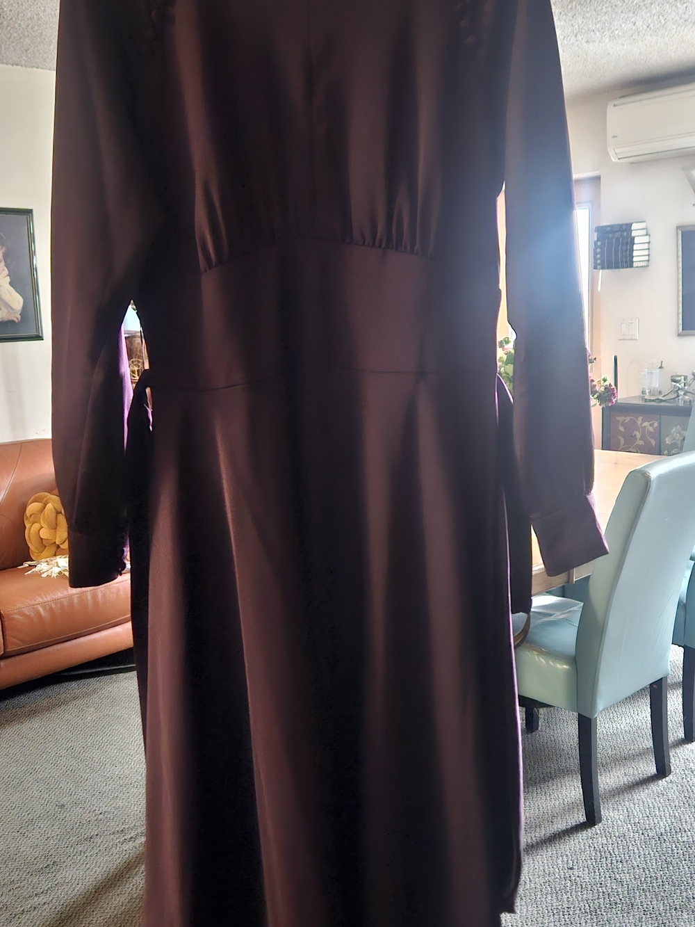 Karl Lagerfeld Long Sleeve Handkerchief Hem  Midi Dress